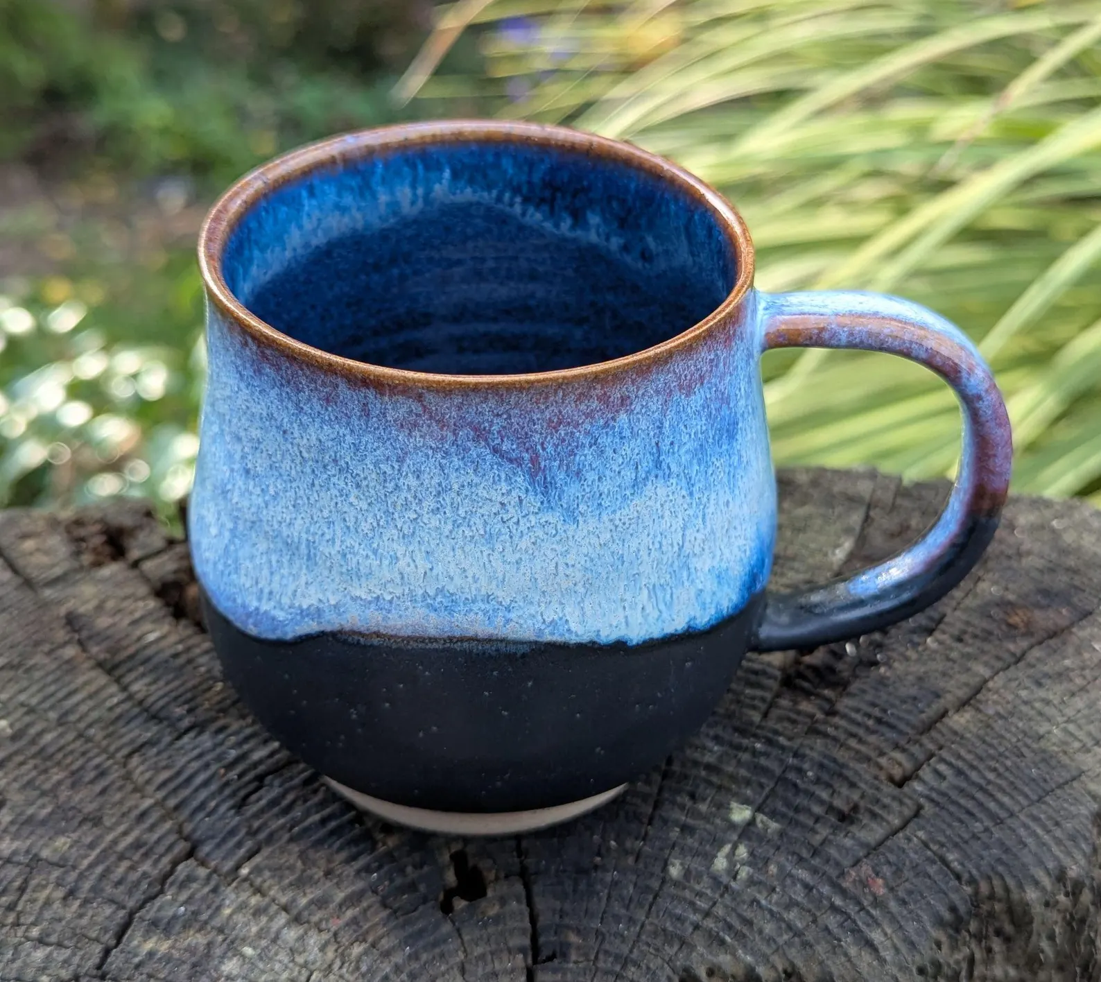 Handmade blue and black Ceramic Mug: Wheel Thrown Pottery