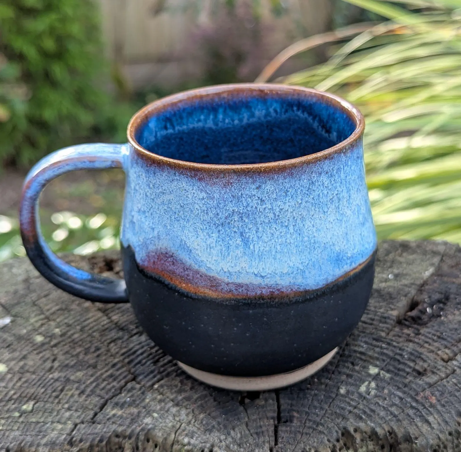 Handmade blue and black Ceramic Mug: Wheel Thrown Pottery - Image 3