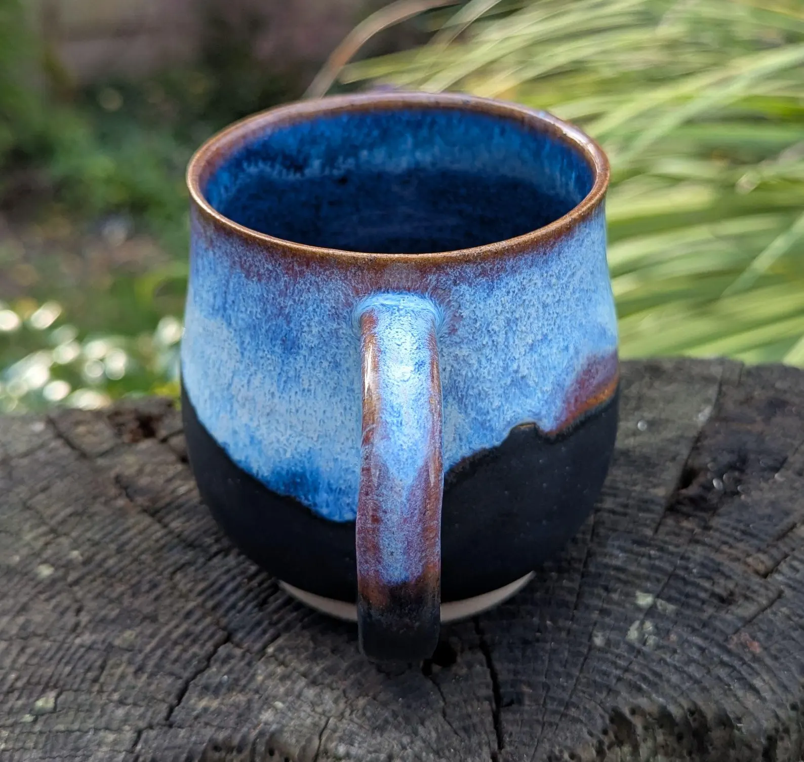 Handmade blue and black Ceramic Mug: Wheel Thrown Pottery - Image 4