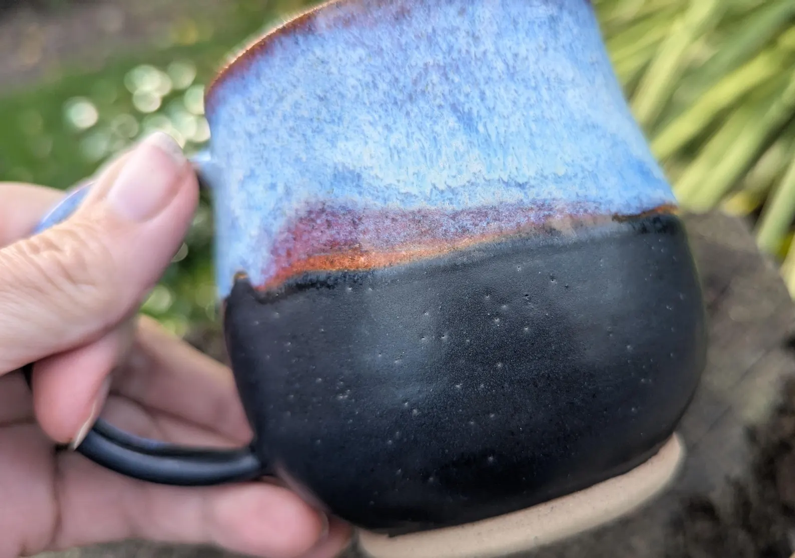 Handmade blue and black Ceramic Mug: Wheel Thrown Pottery - Image 7