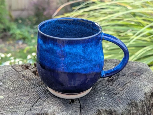 Handmade Blue Ceramic Mug: 12fl oz