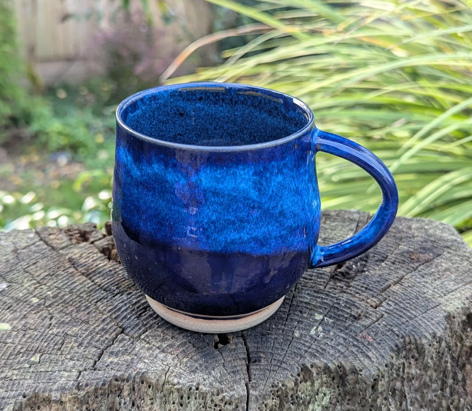 Handmade Blue Ceramic Mug: 12fl oz