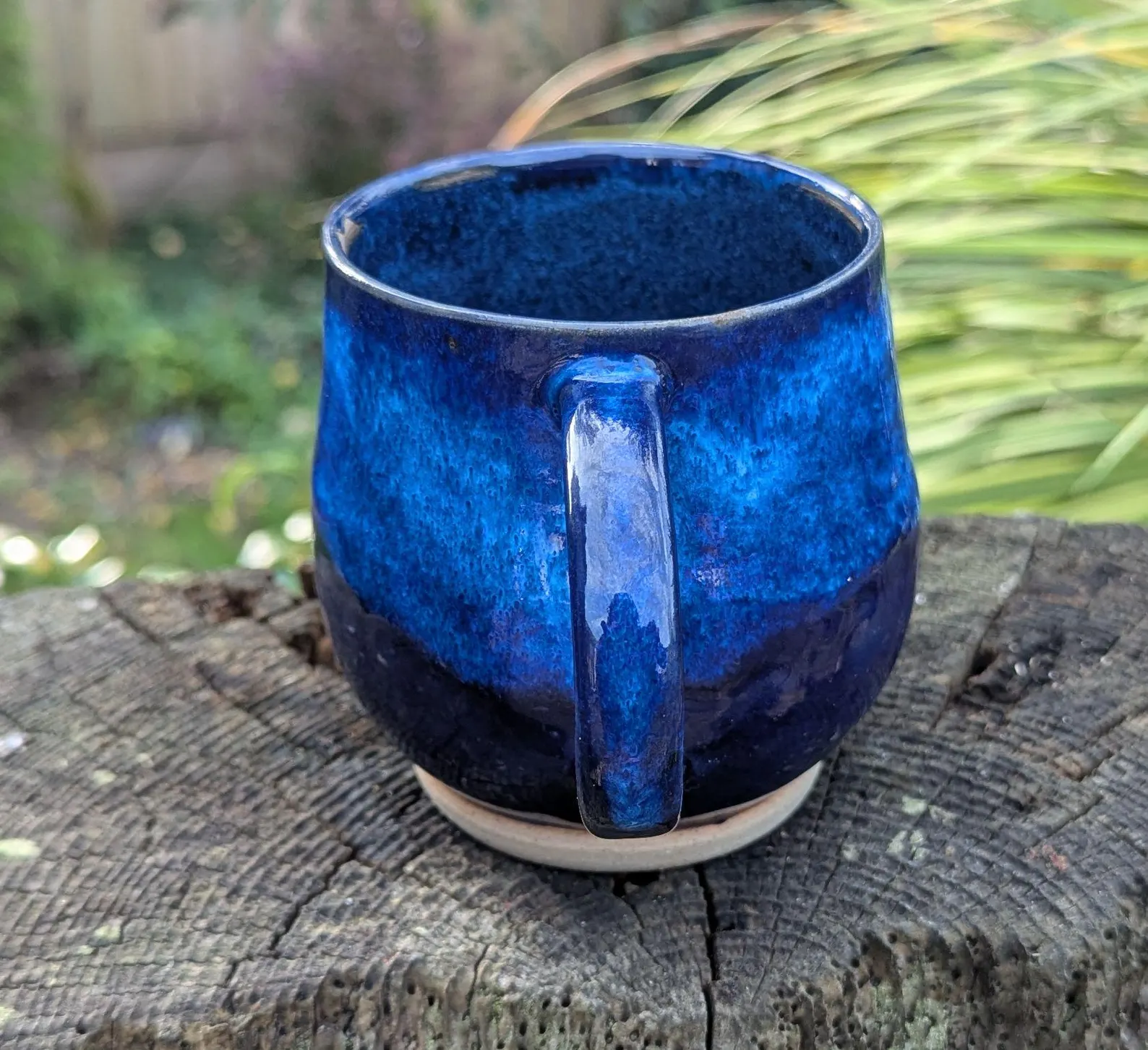 Handmade Blue Ceramic Mug: 12fl oz - Image 3