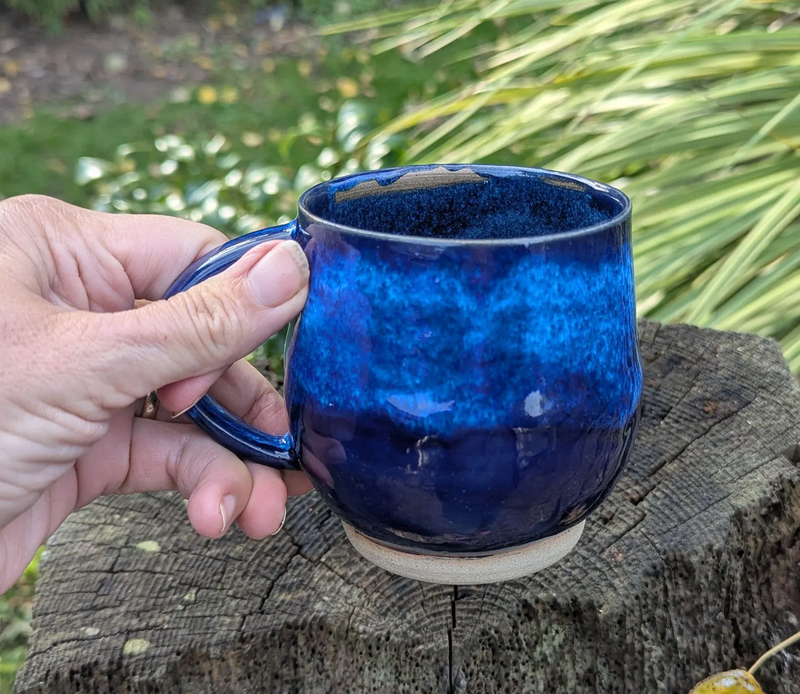Handmade Blue Ceramic Mug: 12fl oz - Image 5