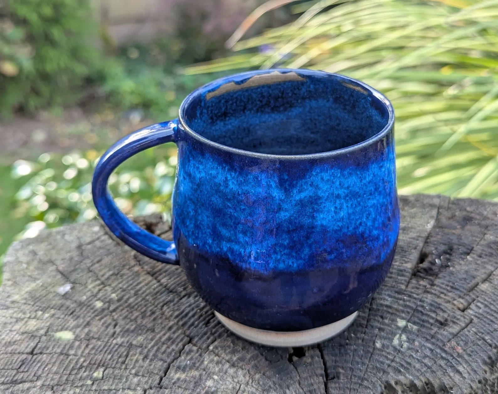 Handmade Blue Ceramic Mug: 12fl oz - Image 6