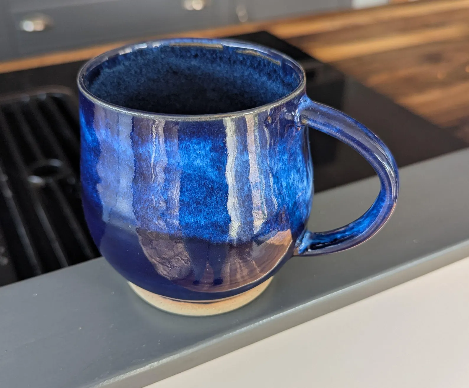 Handmade Blue Ceramic Mug: 12fl oz - Image 8