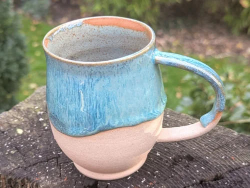 Handmade green Ceramic Mug: green inner 10 fl oz