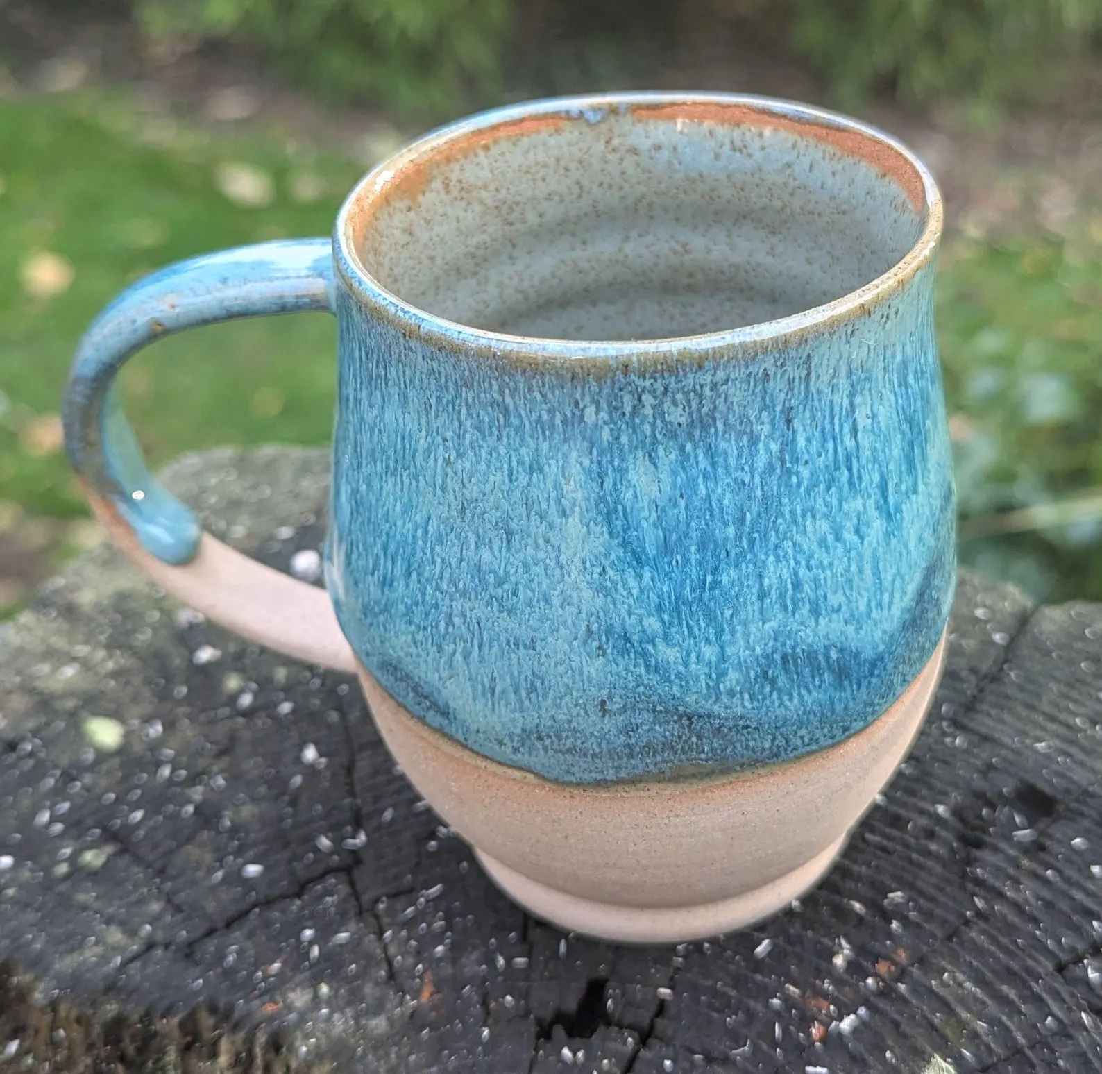Handmade green Ceramic Mug: green inner 10 fl oz - Image 3