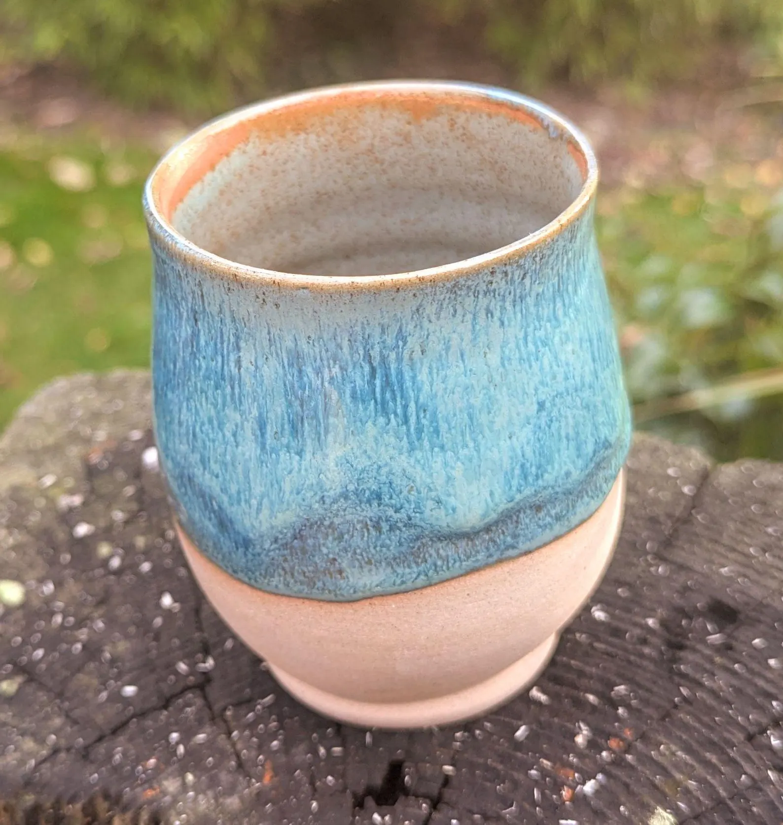 Handmade green Ceramic Mug: green inner 10 fl oz - Image 4