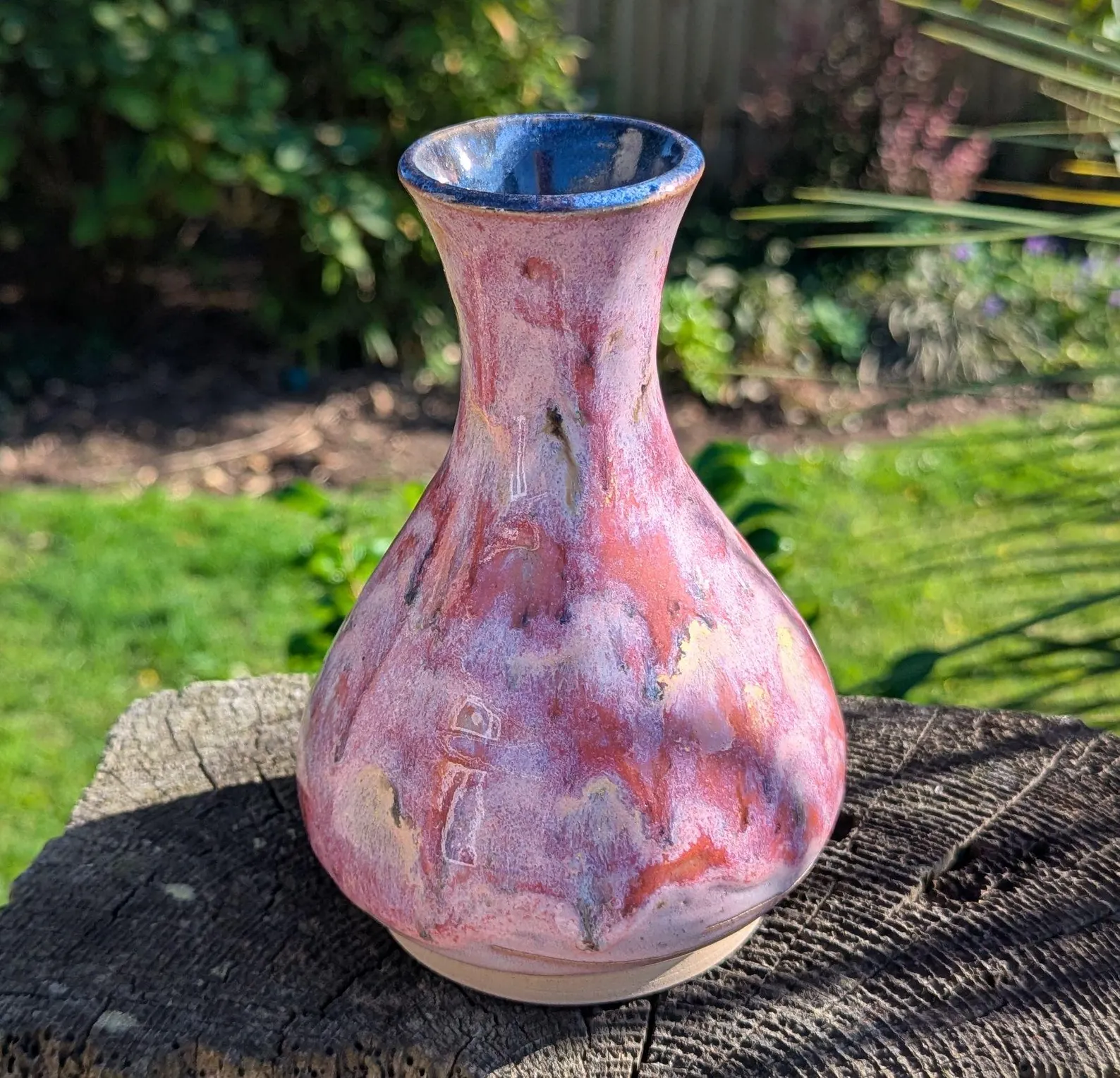 Handmade Pink and Red Ceramic Vase: Wheel-Thrown Pottery - Image 4