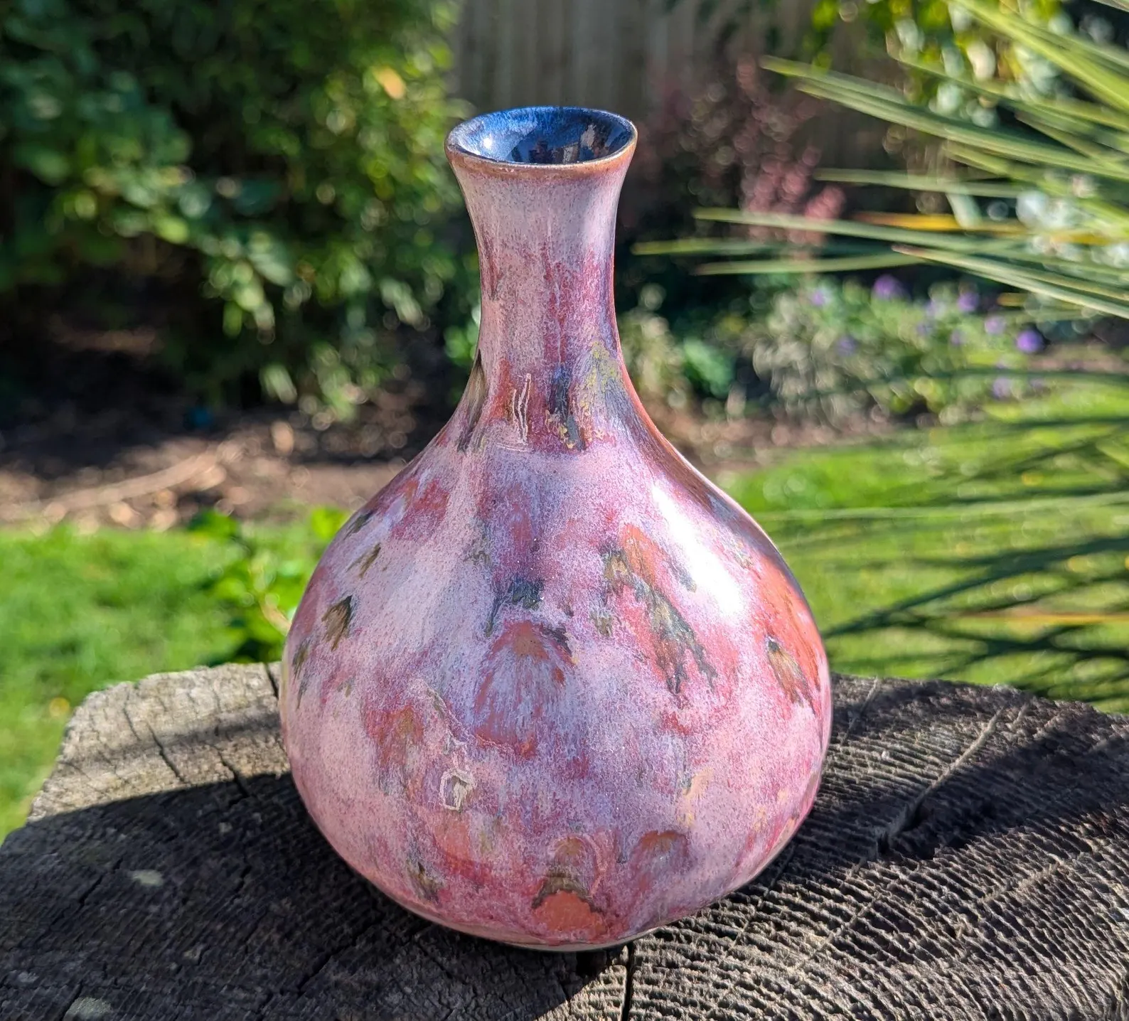 Handmade Pink and Red Ceramic Vase: Wheel-Thrown Pottery - Image 2