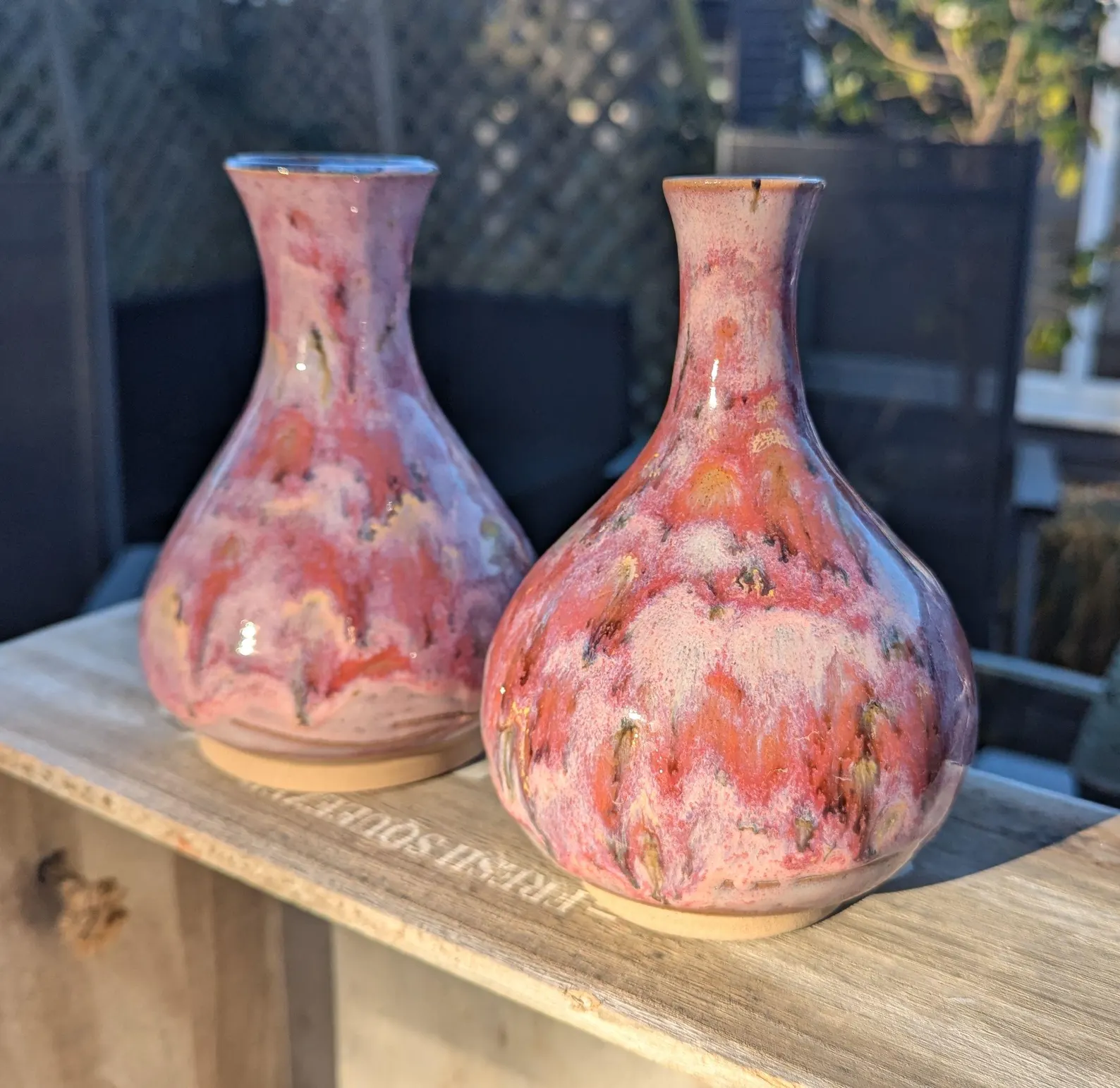 Handmade Pink and Red Ceramic Vase: Wheel-Thrown Pottery - Image 5
