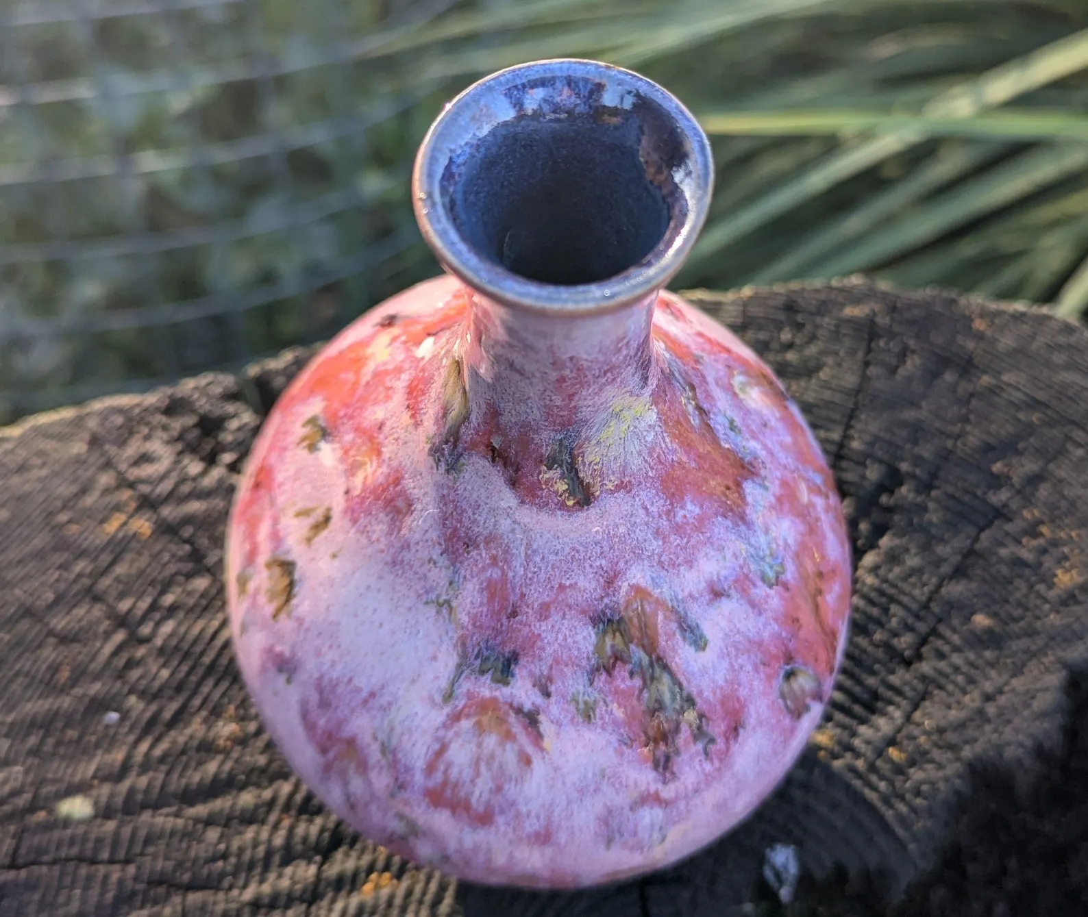 Handmade Pink and Red Ceramic Vase: Wheel-Thrown Pottery - Image 10