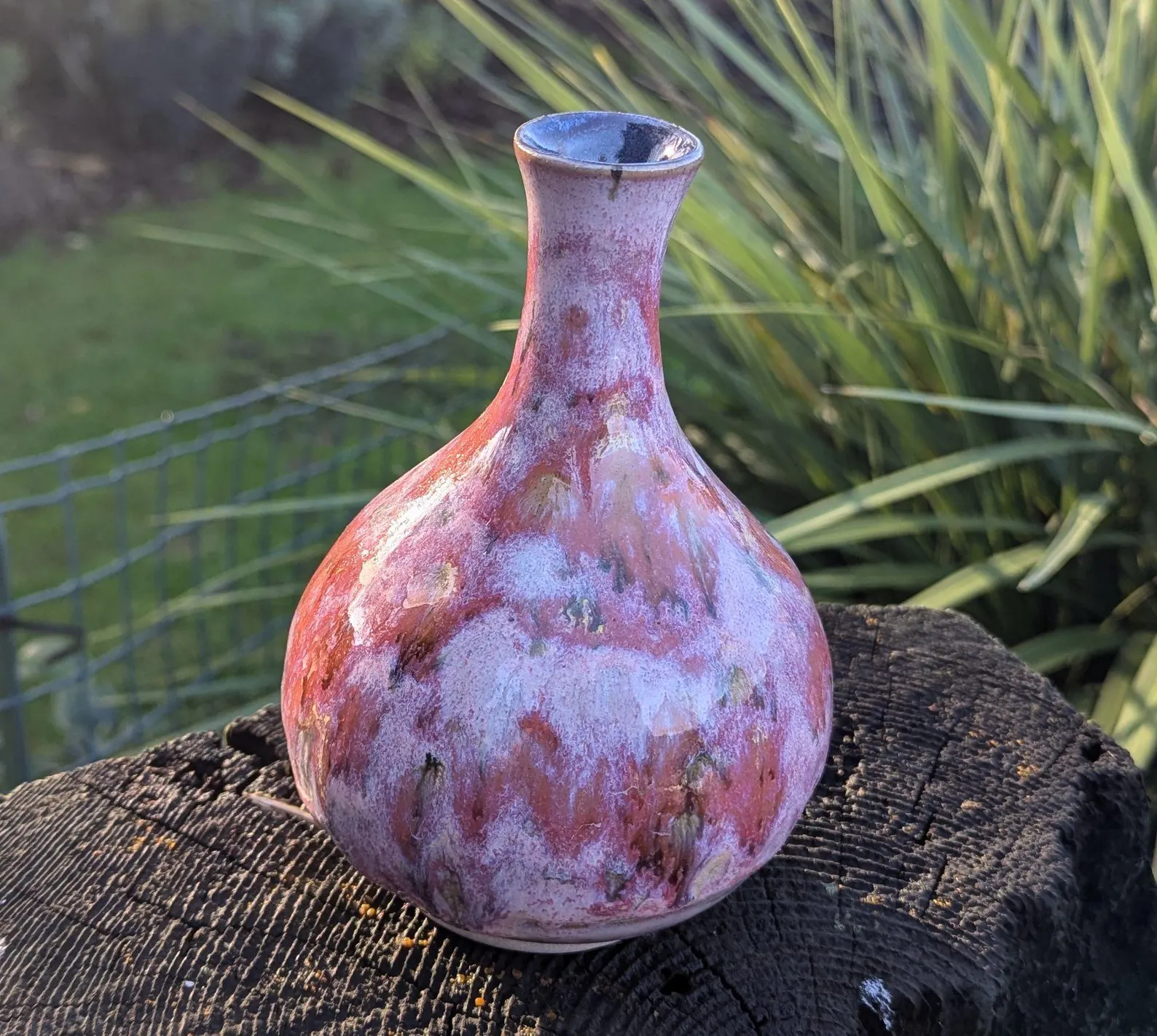 Handmade Pink and Red Ceramic Vase: Wheel-Thrown Pottery - Image 7