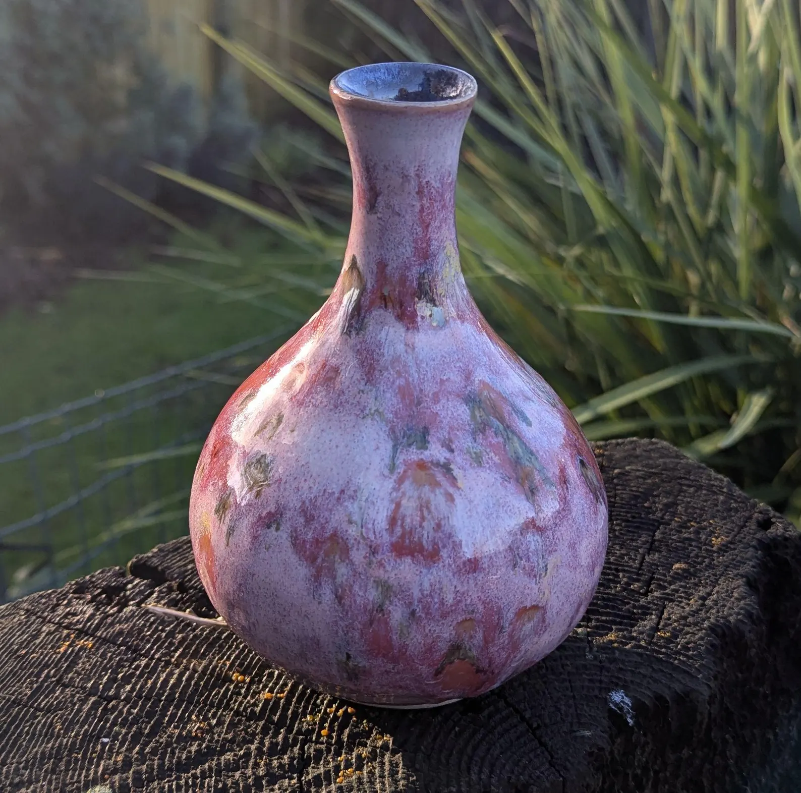Handmade Pink and Red Ceramic Vase: Wheel-Thrown Pottery - Image 8