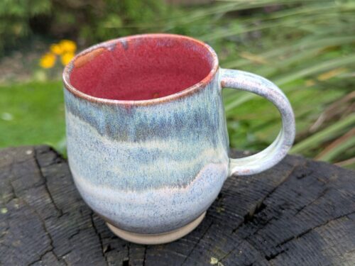 Handmade grey and green, Ceramic Mug: Wheel Thrown mug