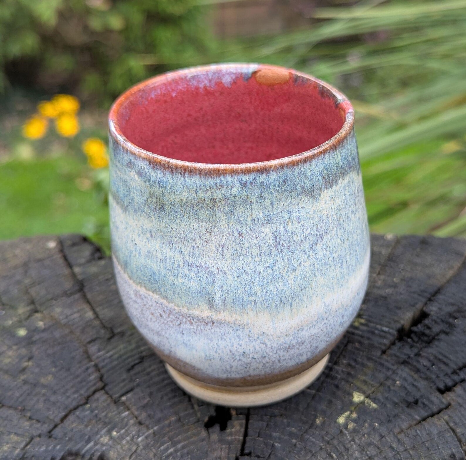 Handmade grey and green, Ceramic Mug: Wheel Thrown mug - Image 5