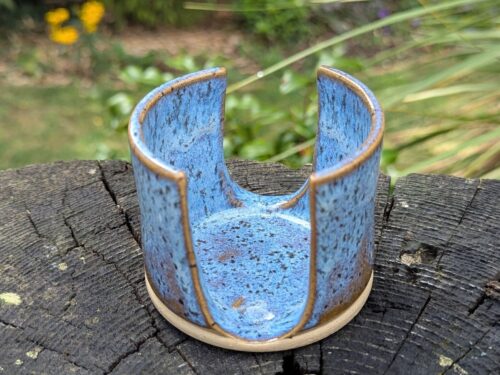 Handcrafted Blue Ceramic Sponge Holder: Kitchen Organizer