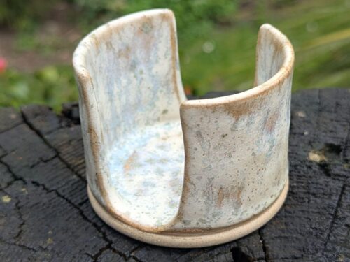 Speckled White Ceramic Sponge Holder: Handmade Kitchen Accessory