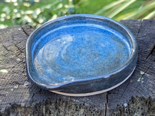 Handmade spoon rest, blue spoon rest