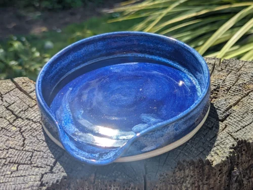 Handmade spoon rest, blue spoon rest