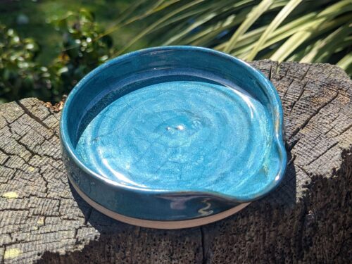 handmade turquoise spoon rest, teabag holder, ceramic spoon rest