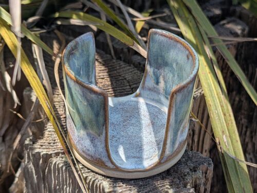 Handmade Ceramic Sponge Holder pot, Green White Glaze Sink Caddy