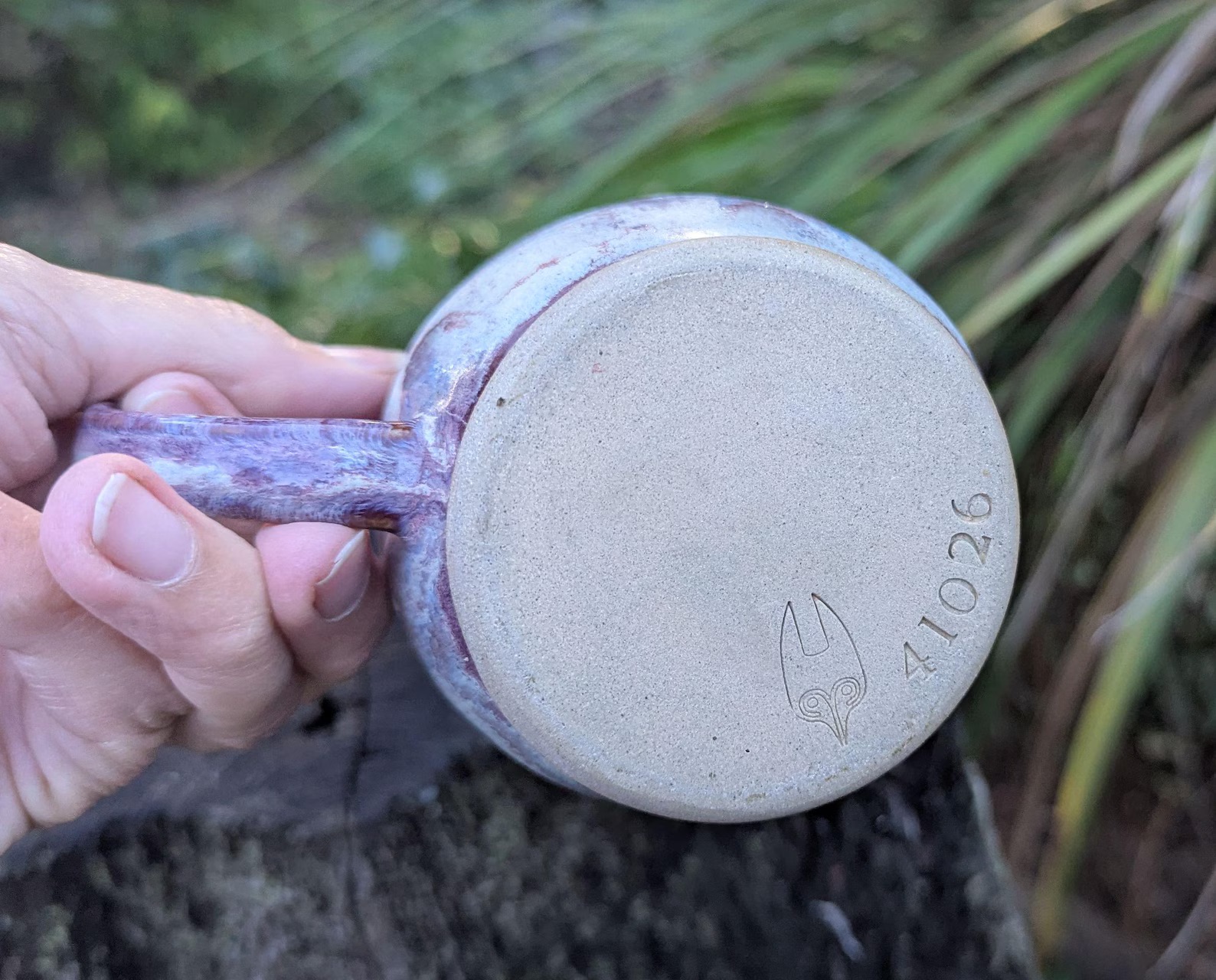 Handmade Purple Ceramic Mug: 10 fl oz - Image 5