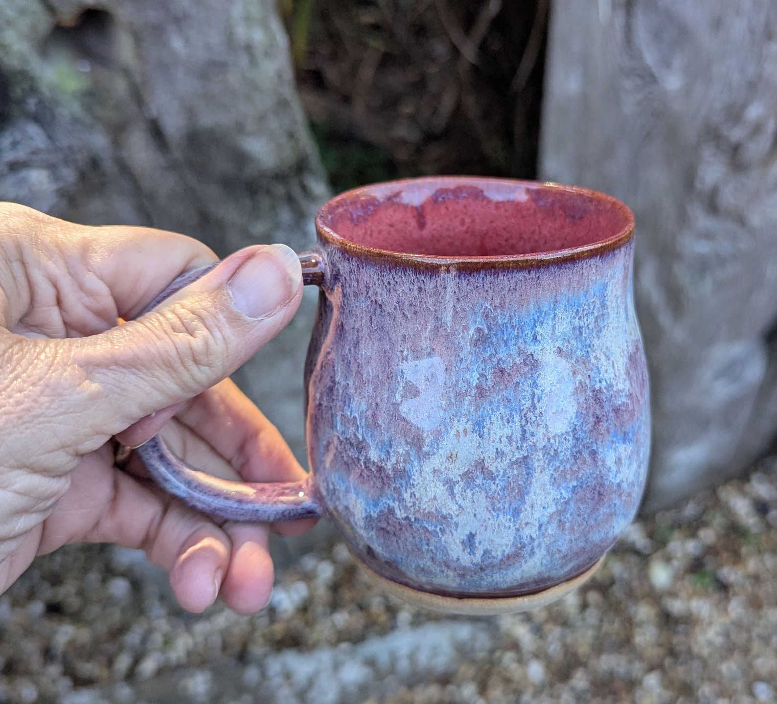 Handmade Purple Ceramic Mug: 10 fl oz - Image 8