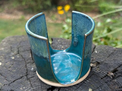 Turquoise Ceramic Sponge Holder: Handmade Kitchen sponge pot