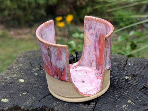Pink Ceramic Sponge Holder, sponge pot, sponge caddy, cotton wool holder, Handmade Pottery