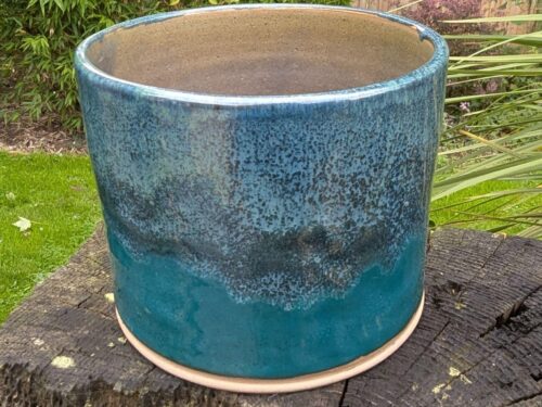 Green Ceramic Plant Pot: Wheel-Thrown Glazed Planter
