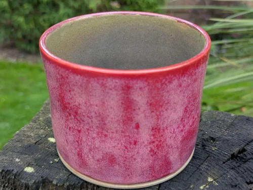 Bright Pink Ceramic Plant Pot, Thrown Planter, glazed Interior