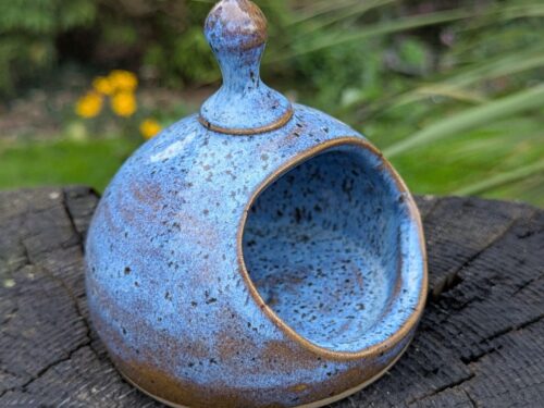 Handmade Ceramic speckled blue Salt Pig: Wheel-Thrown Chef's Salt Keeper