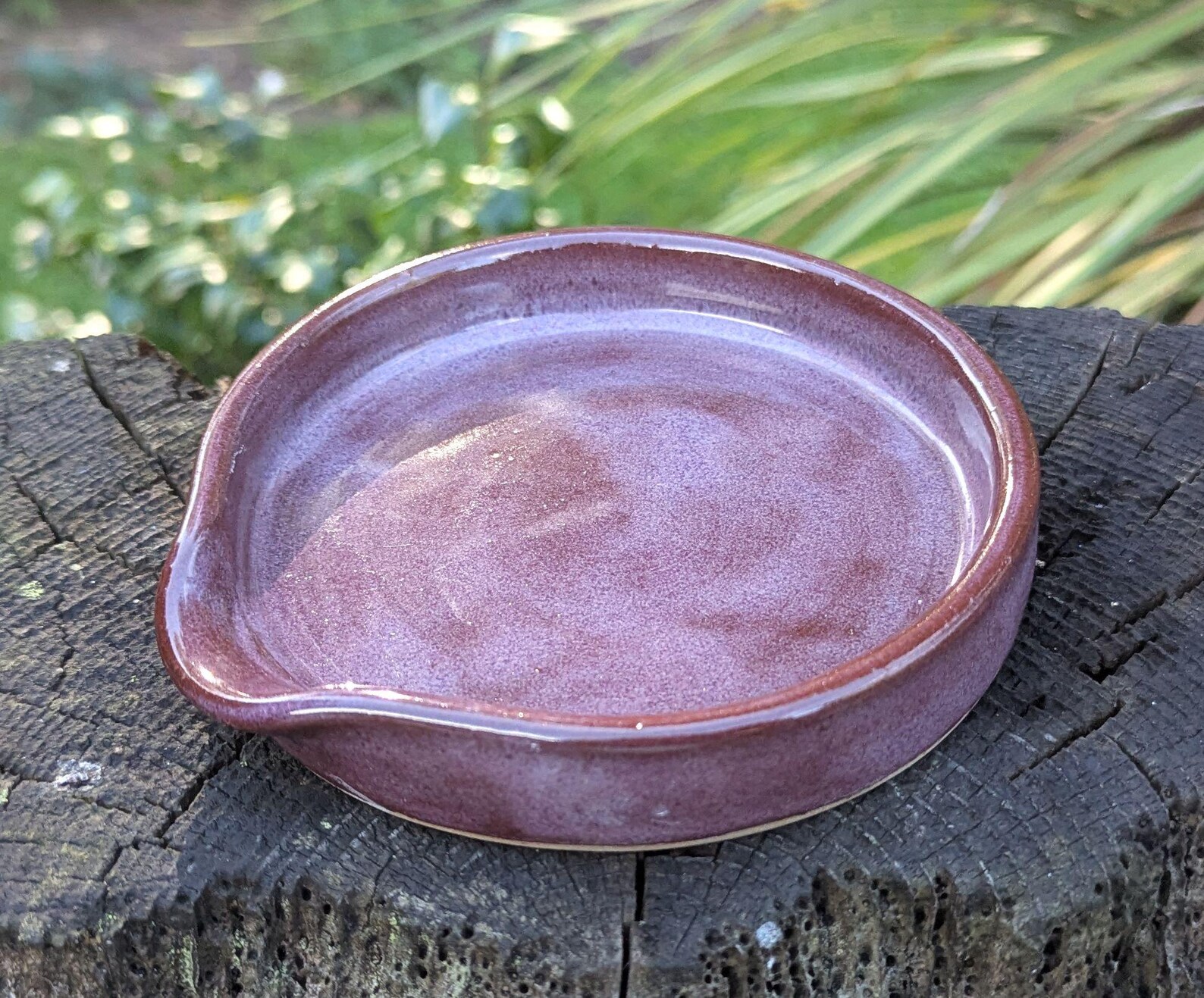 Handmade purple Ceramic Spoon Rest, Wheel Thrown Pottery Kitchenware