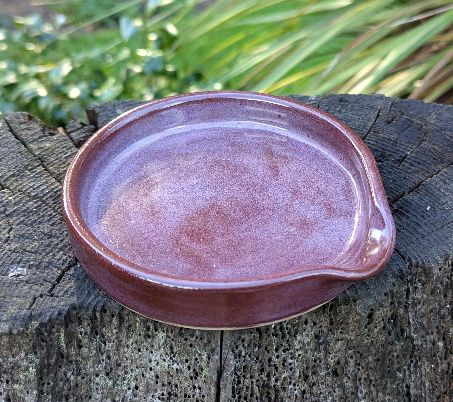 Handmade purple Ceramic Spoon Rest, Wheel Thrown Pottery Kitchenware - Image 2