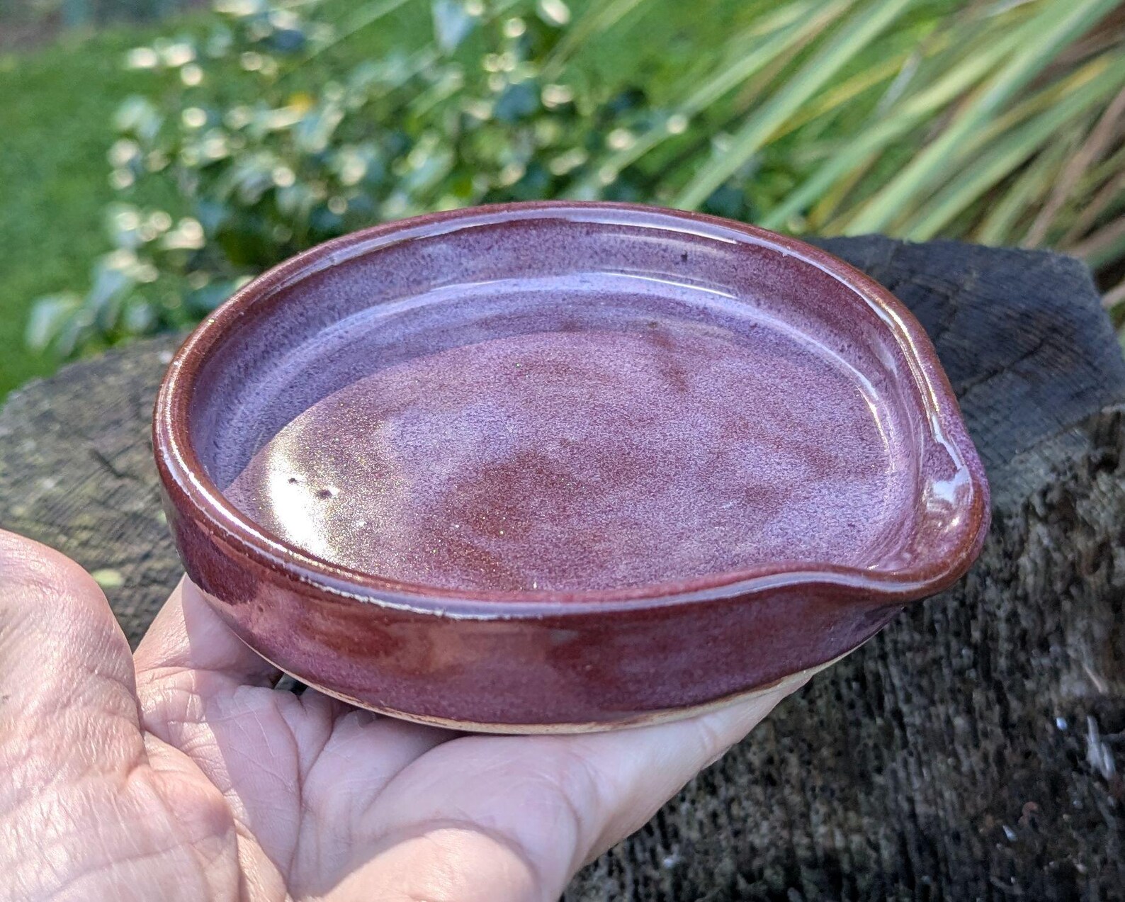 Handmade purple Ceramic Spoon Rest, Wheel Thrown Pottery Kitchenware - Image 3