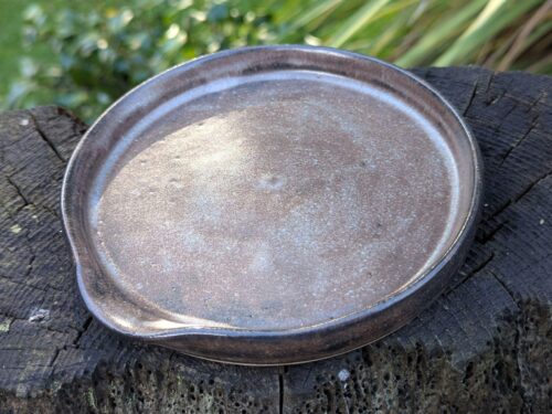 Handmade brown Ceramic Spoon Rest, Wheel Thrown Pottery Kitchenware