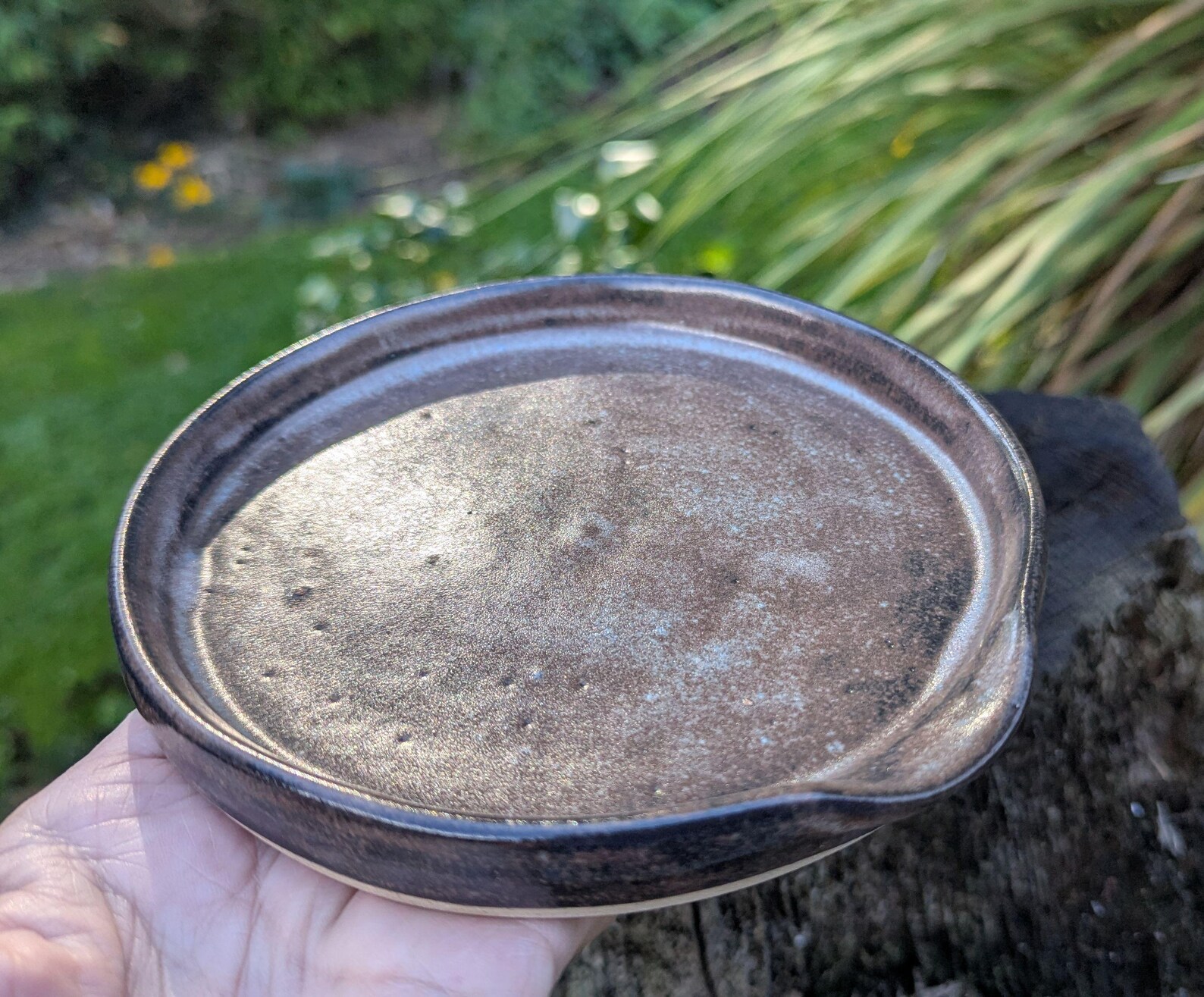 Handmade brown Ceramic Spoon Rest, Wheel Thrown Pottery Kitchenware - Image 2