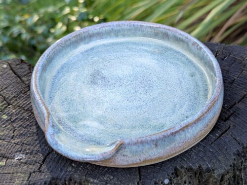 Handmade grey Ceramic Spoon Rest, Wheel Thrown Pottery Kitchenware