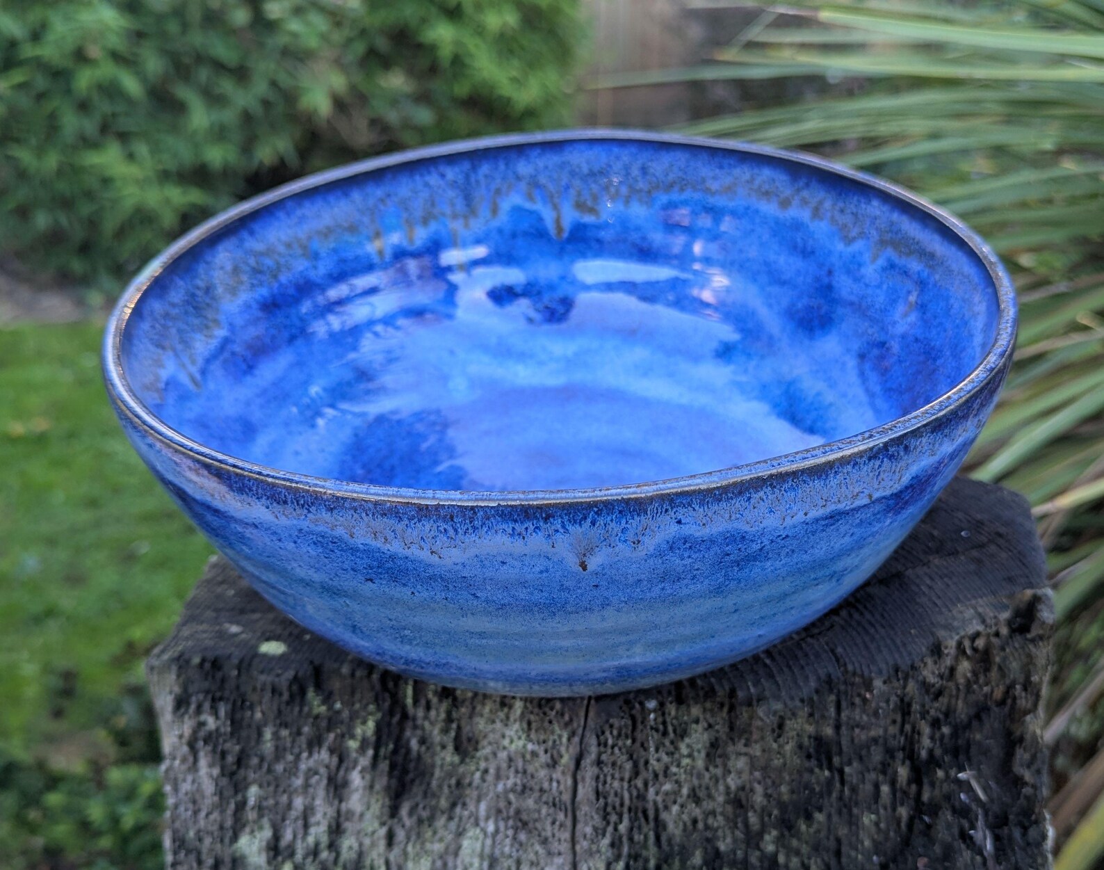 Blue Ceramic Bowl: large fruit bowl - Image 2