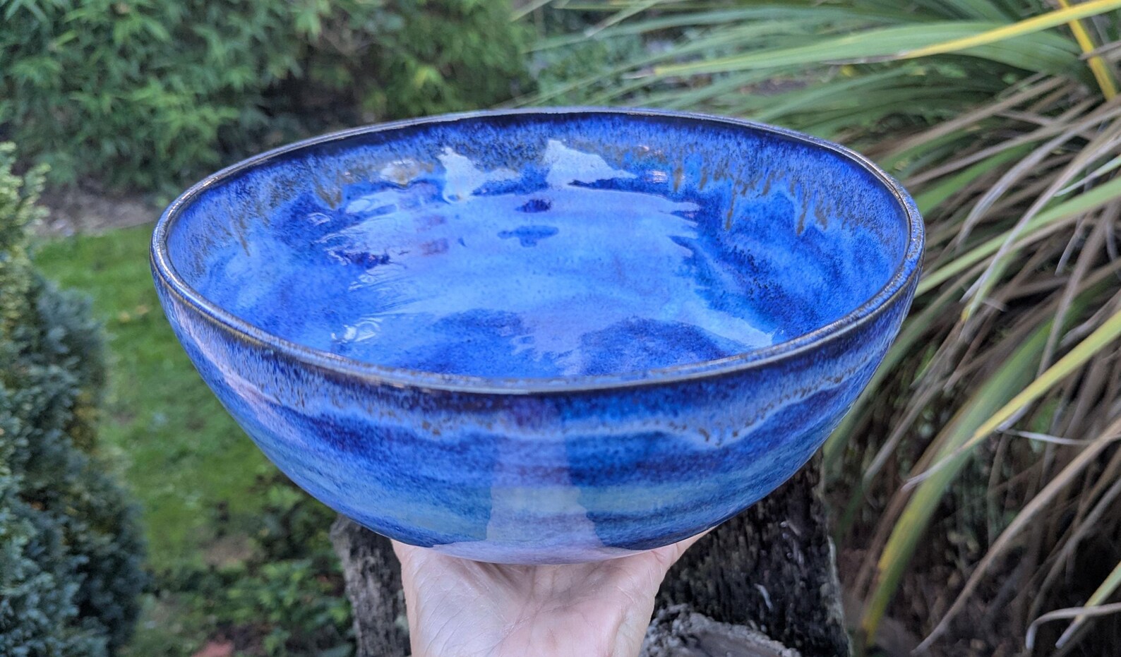 Blue Ceramic Bowl: large fruit bowl - Image 9
