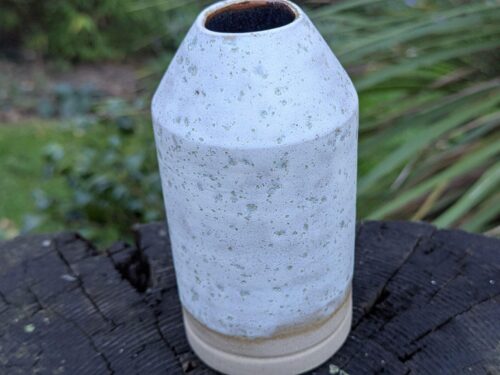 Speckled white Bud Vase: Wheel-Thrown Pottery
