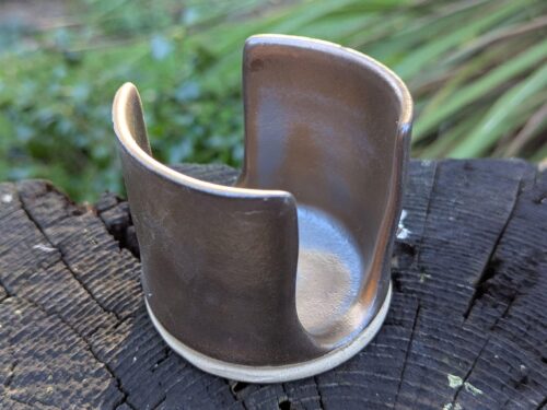 Satin gold Ceramic Sponge Holder: Handmade Kitchen Dish