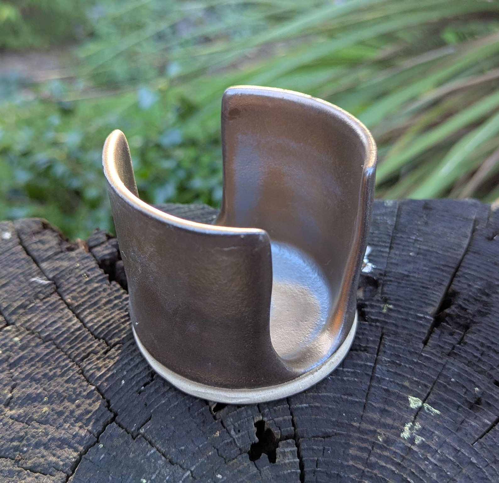 Satin gold Ceramic Sponge Holder: Handmade Kitchen Dish