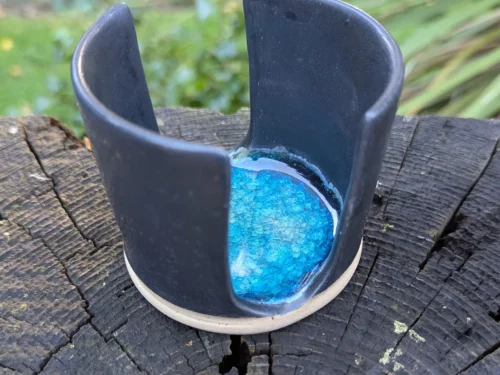 Black and green Ceramic Sponge Holder: Handmade Kitchen sponge pot