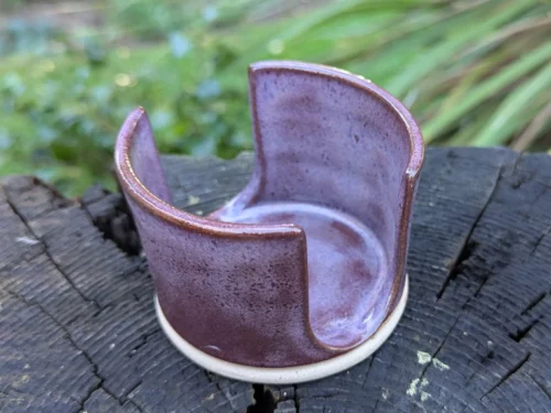 Purple Ceramic Sponge Holder: Wheel-Thrown Kitchen Storage