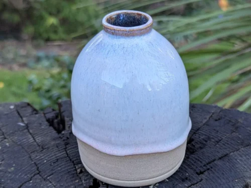 Soft Pink Ceramic Bud Vase: Wheel-Thrown Pottery