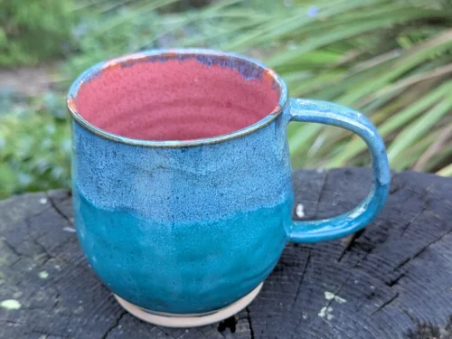 Handmade blue green Ceramic Mug: Wheel Thrown mug