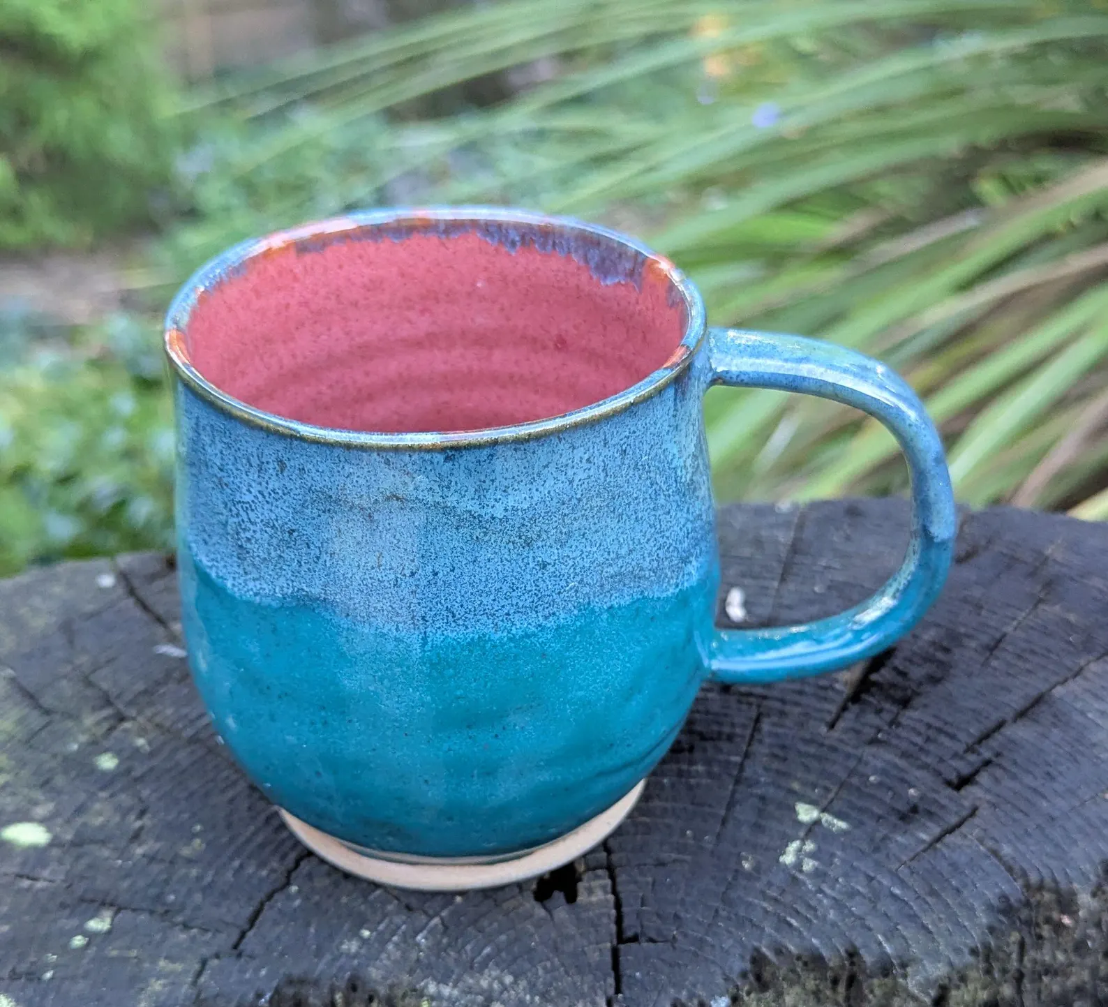 Handmade blue green Ceramic Mug: Wheel Thrown mug